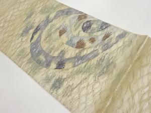 すくい織銀通し抽象模様織出し袋帯